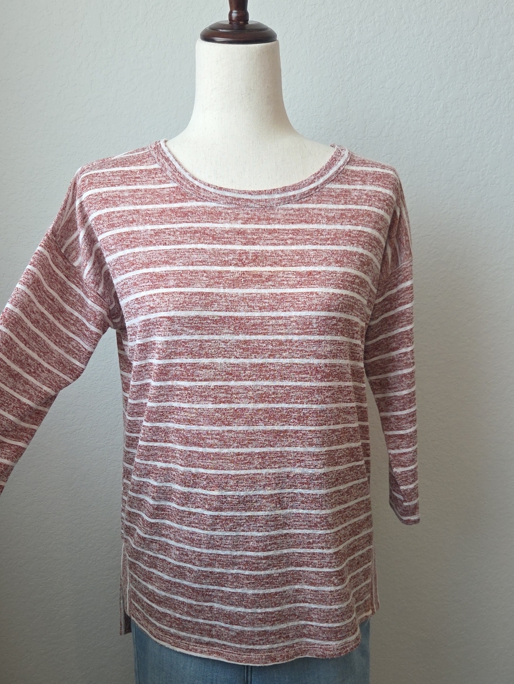 Versona Rust and White Striped Long-Sleeve Top